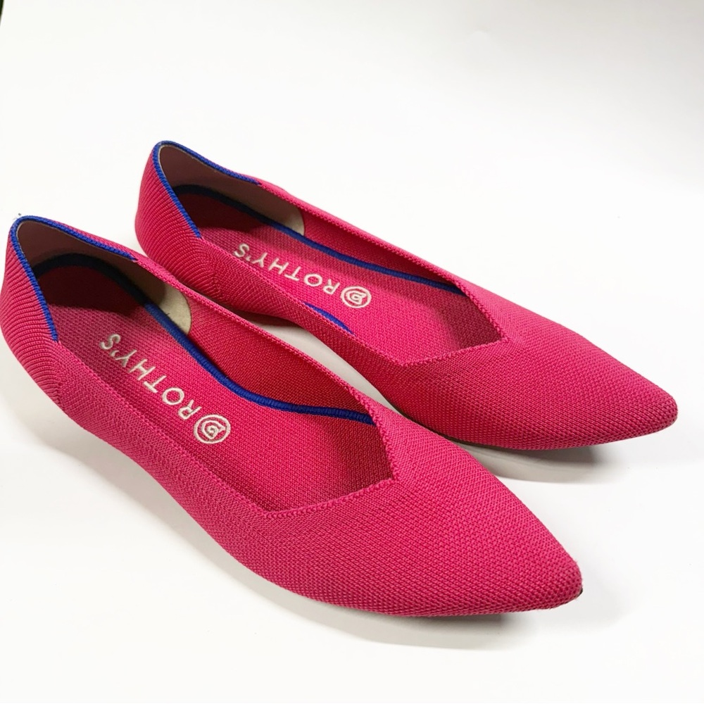 Rothy's Pointed Knit Flats in Bright Magenta size 11